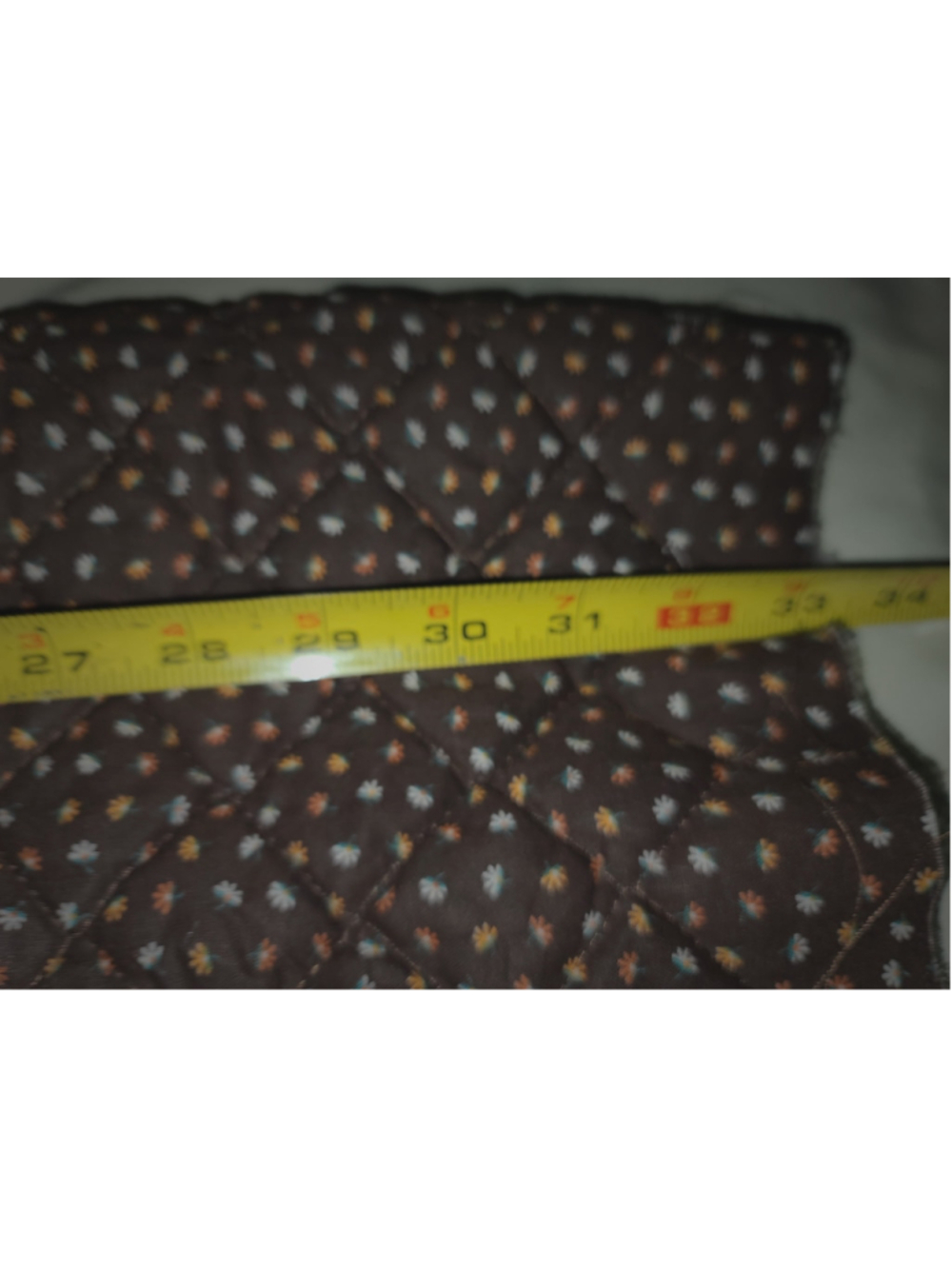 Vintage Wamsutta Quilted Fabric Remnant Ditsy Floral Brown 42x36 - Picture 9 of 9
